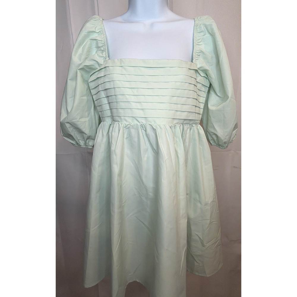 Blue Rain Chambray Tencel Off Shoulder Babydoll Flowy Mini Womens Dress Size M - Picture 2 of 10
